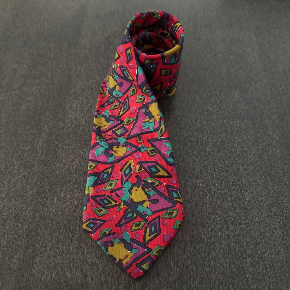 Missoni Cravatte 100% Silk Necktie Abstract Geometric Multicolor Made In Italy